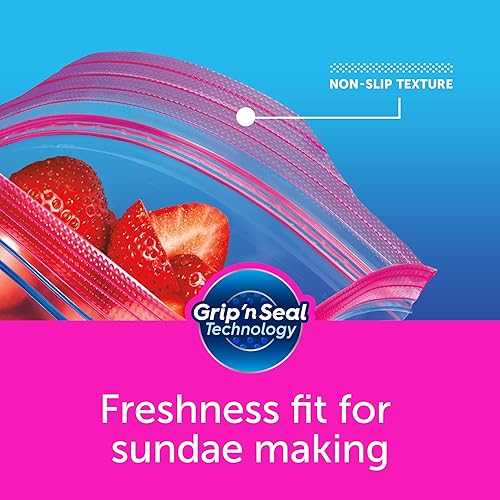 Ziploc Quart Food Storage Bags, Grip 'n Seal Technology for Easier Grip, Open, and Close, 100 Count
