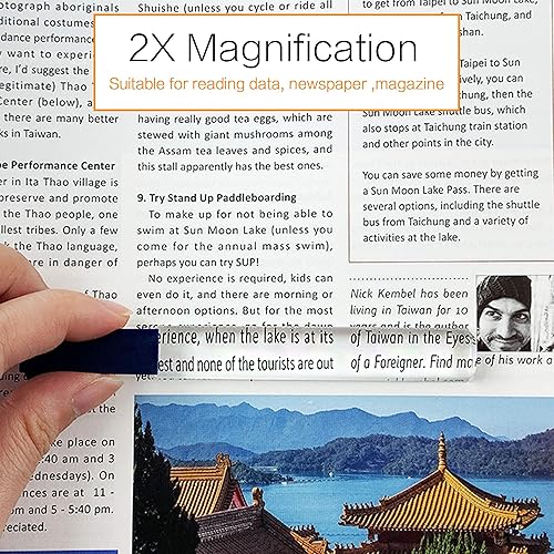 MagDepo 2X Bar Magnifier with Color Guiding Line 1 Bonus 2X Stick Bar Magnifier with Clip Magnifying Glass for Reading Books, Magazine, and Small Print