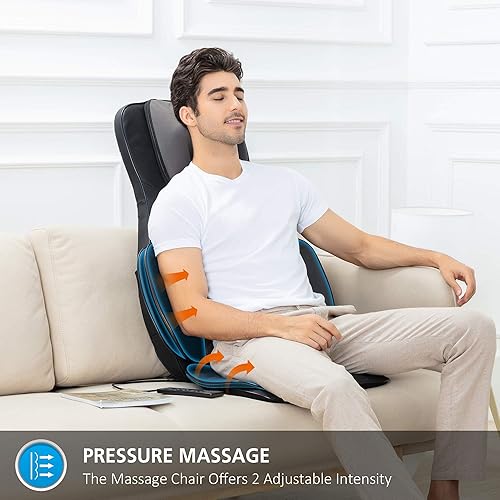 Snailax Full Body Massage Chair Pad -Shiatsu Neck Back Massager with Heat & Compression, Kneading Full Back Massage Seat Portable Chair Massagers for Back and Neck, Shoulder