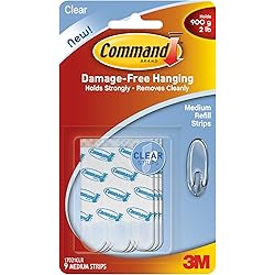 Command Strips 17021CLR Clear Medium Command™ Refill Strips 9 Count