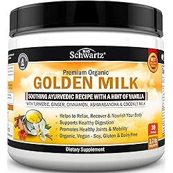Organic Keto Golden Milk Powder with Ashwagandha & Turmeric - for Relaxation & Recovery - Promotes Healthy Joints & Mobility - Supports Healthy Digestion -Soothing Ayurvedic Blend with Vanilla