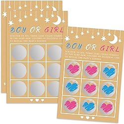 Its a Girl Tic Tac Toe Board Gender Reveal Scratch Off Scratcher Lottery Tickets Cards Double Sided Gender Announcement Cards Family Friends Baby Shower Game 25 Pack
