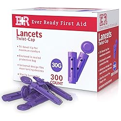 Ever Ready First Aid Sterile Twist-Cap Lancets 30G Purple - 300 Count