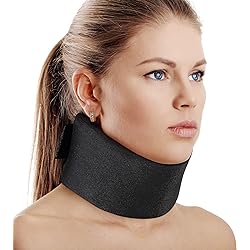 Soft Foam Neck Brace Universal Cervical Collar, Adjustable Neck Support Brace for Sleeping - Relieves Neck Pain and Spine Pressure, Neck Collar After Whiplash or Injury Black, 3" Depth Collar, M