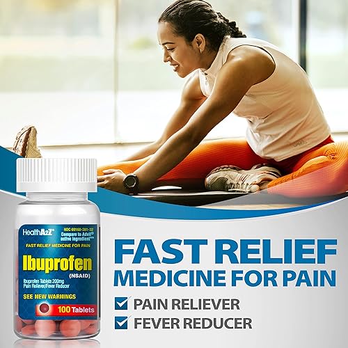 HealthA2Z® Ibuprofen 200mg | 100 Counts | Pain Relief | Body Aches | Headache | Arthritis | Cramps | Back Pain | Fever Reducer