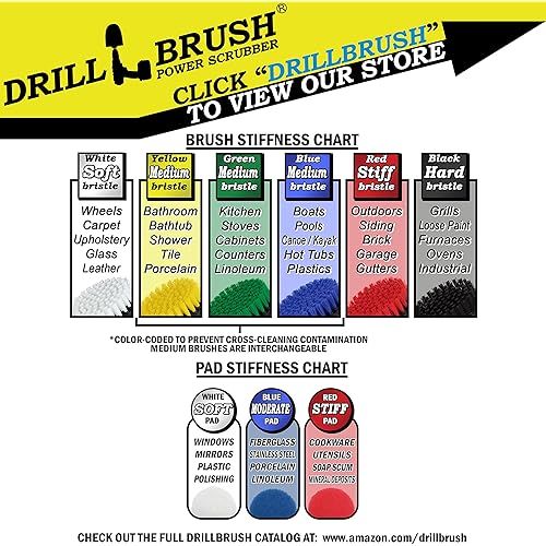 Drillbrush Cleaning Supplies - Detail Brush Set - Upholstery Cleaner - Carpet Cleaner Scrub Brush - Auto Brush Cleaning - Drill Brush Pads - Rotary Drill Brush Cordless Scrubber - Auto Leather Cleaner