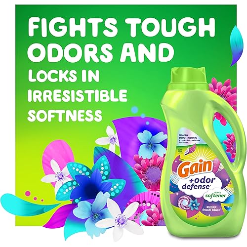 Gain Odor Defense Liquid Fabric Softener, Super Fresh Blast Scent, pack of 4 48 Loads ea, 192 total, HE Compatible