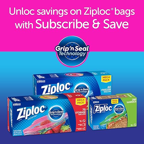 Ziploc Gallon Food Storage Freezer Bags, Grip 'n Seal Technology for Easier Grip, Open, and Close, 30 Count, Pack of 4 120 Total Bags