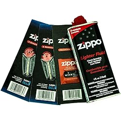 zippo Gift Set, Lighter Fluid, 1 Wick Card and 2 Flint Card, 4 oz, 12 Flints
