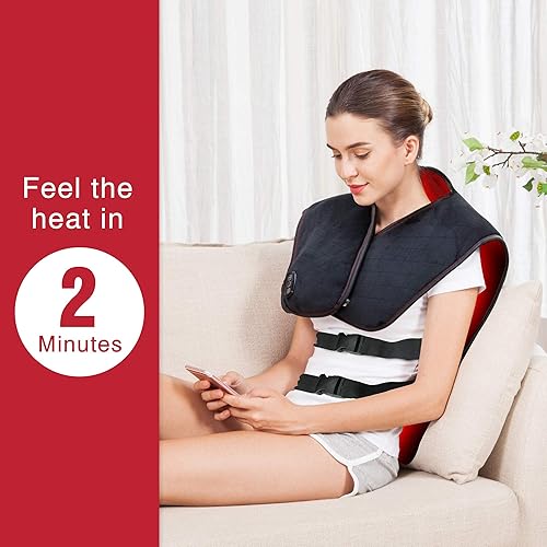 Snailax Heating Pad for Back Pain Relief, Large Heat Pads for Cramps, Neck and Shoulders, Electric Heated Pad with Fast Heating and 5 Massage Modes, Auto Shut-Off, Gifts for Men,Women