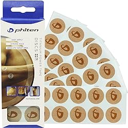 Phiten Titanium Power Tape Discs - Round Disc Shaped Water-Resistant Athletic Tape for Muscle, Knee, Elbow, Shoulder, and Joint Support - Professional Sports Therapeutic Athletic Tape - 70 Pieces