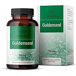 HERBAMAMA Goldenseal Root Capsule - Organic Goldenseal Supplement for Women’s Support, Respiratory & Digestive Function, Sensitivity, Weight Management Support - Golden Seal Herb - 700 mg 100 Caps