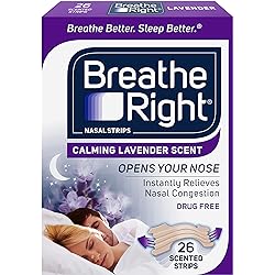Breathe Right Nasal Strips, Lavender, Nasal Congestion Relief due to Colds & Allergies, Reduces Nasal Snoring caused by Nasal Congestion, Drug-Free, 26 Count Packaging May Vary