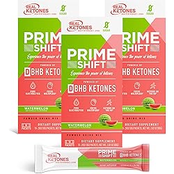 Real Ketones Prime Shift Watermelon Exogenous Keto D BHB Powder Keto Electrolytes, 30 Drink Mix Packets for Rapid Ketosis