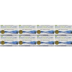 MighTeaFlow Dry Mouth Gum wXylitol - Spearmint - Case of 8 Packs 80 pieces, Clinically Tested, Naturally Stimulates Own Saliva, Helps Reduce Bad Bacteria & Freshens Breath