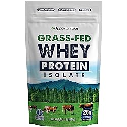 Grass Fed Whey Protein Powder Isolate - Unflavored - Low Carb Keto & Paleo Diet Friendly - Pure Grass-Fed Protein for Shakes, Smoothies, Drinks & Recipes- Non GMO & Gluten Free - 1 Pound