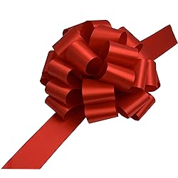 Large Red Ribbon Pull Bows - 9" Wide, Set of 6, Veteran's Day, Christmas, Big Gift Bows, Gift Basket, Presents, Wreath, Swag, Fundraiser, Decoration, Office, Valentine's Day, 4th of July