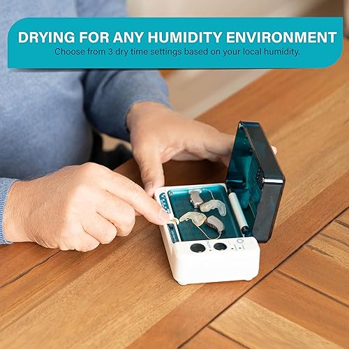 Hearing Aid Dryer Dehumidifier – Cochlear Implant & Hearing Aid Cleaner Removes Sweat & Moisture from Hearing aids & Wireless Earbuds in High Humidity – Hearing Aid Dehumidifier by Serene Innovations