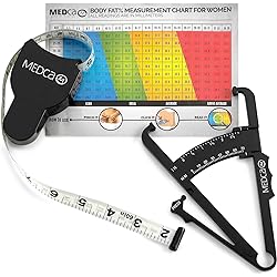 Body Fat Caliper and Measuring Tape for Body - Skinfold Calipers and Body Fat Tape Measure Tool for Accurately Measuring BMI Skin Fold Fitness and Weight-Loss, Black
