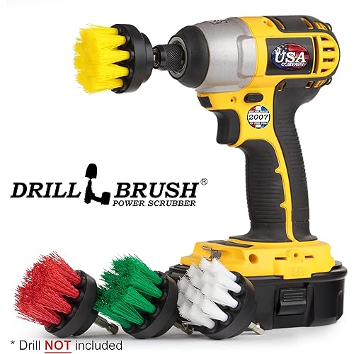 4 Piece Drill Brush Small Diameter Cleaning Brushes for Use on Carpet, Tile, Shower Track, and Grout Lines by Drillbrush