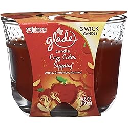 Glade Candle Cozy Cider Sipping, Fragrance Candle Infused with Essential Oils, Air Freshener Candle, 3-Wick Candle, 6.8 Oz, 3 Count