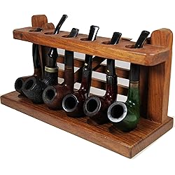 Pipe Rack Holder Stand in Wood . Wooden Gate Pipe Display Stand for 6 Smoking Pipes