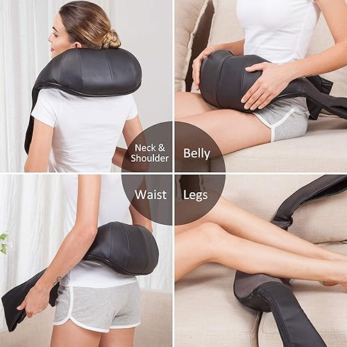 Snailax Cordless Neck Back Massager - Shiatsu Neck and Shoulder Massager with Heat, Portable Massagers for Neck and Back, Lumbar, Foot Electric Massage Pillow