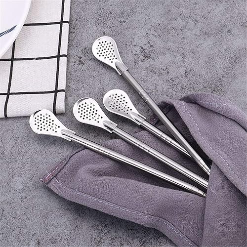 Wenplus 6 Pcs Yerba Mate Bombilla Drinking Filter Straws with 2 Pcs Cleaning Brushes Detachable Stainless Steel Drinking Straws, 7.3 Inch