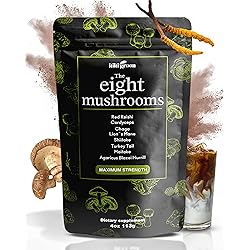 Mushroom Powder Extract - The 8 Mushrooms Supplement Blend for Coffee & Smoothie | Lion's Mane, Cordyceps, Chaga, Reishi, Shiitake, Turkey Tail, Maitake Complex