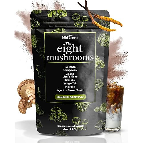 Mushroom Powder Extract - The 8 Mushrooms Supplement Blend for Coffee & Smoothie | Lion's Mane, Cordyceps, Chaga, Reishi, Shiitake, Turkey Tail, Maitake Complex