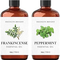 Brooklyn Botany Frankincense Essential Oil & Peppermint Essential Oil Set – 100% Pure & Natural – 4 Fl Oz Therapeutic Grade Essential Oil with Glass Dropper - Essential Oil for Aromatherapy