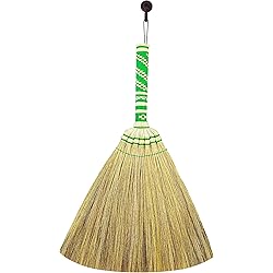 Natural Grass Asian Handmade Broom Soft Mini with Solid Wood Handle Retro Nature No Static Electricity Sweeping Broom Sofa, Car, Corner and More L16 in x 12in