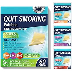 Quit Smoking Patches,Steps 1 Through 3 to Quit Smoking,Stop Smoking Aid, 21mg, 14mg, 7mg Easy and Effective Anti-Stickers, Best Product to Help Stop, 60 Patches
