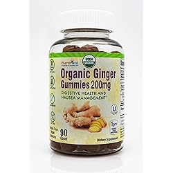 USDA Organic Ginger Gummies 200mg 90 Count for Nausea Management and Digestive Health