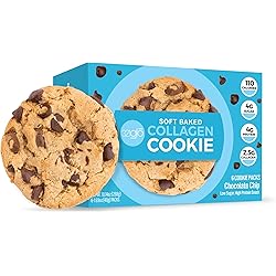 321glo Collagen Protein Cookies, Soft-Baked Cookies, Low Carb and Keto Friendly Treats for Women, Men, and Kids 6-PACK, Chocolate Chip