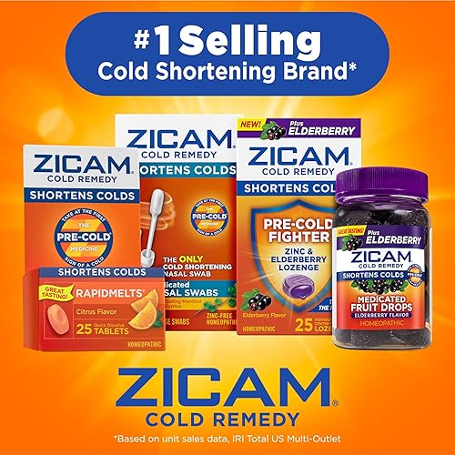 Zicam Cold Remedy Zinc Medicated Fruit Drops, Assorted, 25 Count Pack of 1