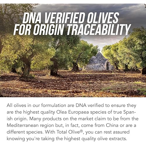 Total Olive, Olive Leaf Extract 40% Oleuropein Plus Olive Fruit Extract 20% Hydroxytyrosol Grown in Spain 60 Count