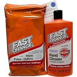 Permatex Fast Orange Hand Cleaner Bundle: 1 25ct Wipes 1 15oz Pumice Bottle & ThisNThat Tip Card