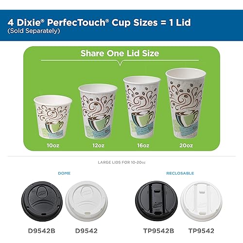 Dixie PerfecTouch 12 Oz Insulated Paper Hot Coffee Cup by GP PRO Georgia-Pacific, Coffee Haze, 5342DX, 500 Count 25 Cups Per Sleeve, 20 Sleeves Per Case