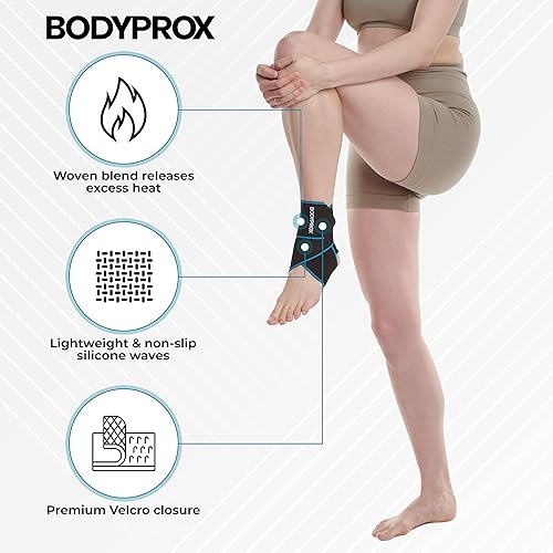 Bodyprox Ankle Support Brace 2 Pack, Adjustable Compression Ankle Braces for Sports Protection, One Size Fits Most for Men & Women
