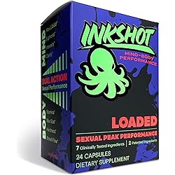 INKSHOT Loaded - Sexual Peak Performance Enhancer 2-in-1 Mind & Body Experience for Maximum Bedroom Fun. Potent Enhancement Supplement Pills for Men and Women 24 Capsule 12 Servings