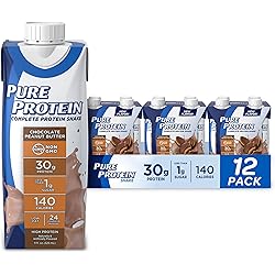 Pure Protein Chocolate Peanut Butter Protein Shake | 30g Complete Protein | Ready to Drink and Keto-Friendly | Vitamins A, C, D, and E plus Zinc to Support Immune Health | 11oz Bottles | 12 Pack