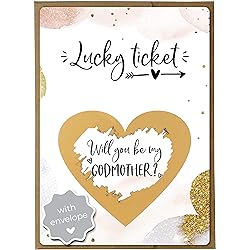 Joli Coon Will you be my godmother scratch off card with envelope- Godmother proposal scratch off card