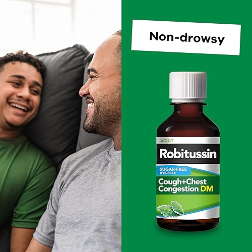 Robitussin Sugar Free Cough Chest Congestion DM, Cough and Congestion Medicine, Mint Flavor - 4 Fl Oz
