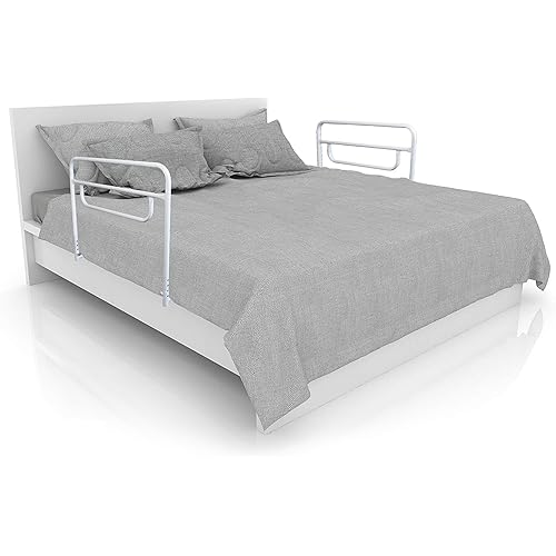 RMS Dual Bed Rail - Adjustable Height Bed Assist Rail, Bed Side Hand Rail - Safety & Stability Grab Bar for Individual with Disability - Fits Full & Twin Beds Dual Hand Rail