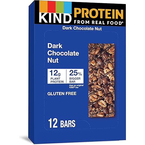 KIND Protein Bars, Double Dark Chocolate Nut, Gluten Free, 12g Protein,1.76 Ounce 12 Count