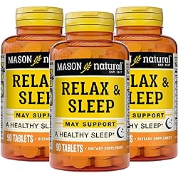 MASON NATURAL Vitamins Relax & Sleep with A Herbal Formula That Contains Valerian Root & Passiflora Extract Tablets, 90 Count, Pack of 3