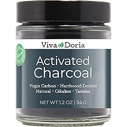 Viva Doria Virgin Activated Charcoal Powder, Hardwood Derived, Food Grade, 1.2 Oz Glass Jar