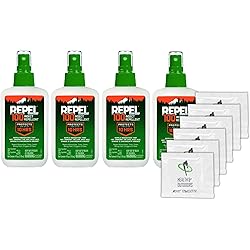 Repel 100 Insect Repellent, Pump Spray, 4-Ounce 4 Pack W 6 HAO Wipes