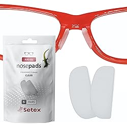 Setex Gecko Grip 1mm Anti Slip Eyeglass Nose Pads, 5 Clear Pair USA Made, Innovative Microstructured Fibers, 1mm x 7mm x 16mm